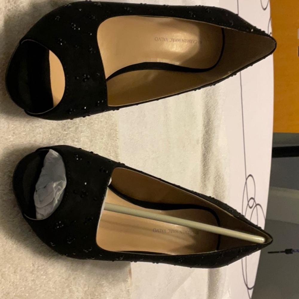 Black Peep-Toe Women's Shoes